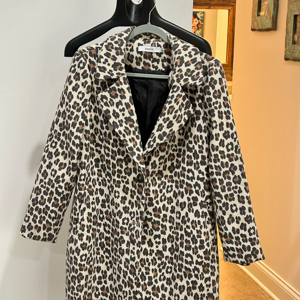 JustFab Leopard Print Trench Coat